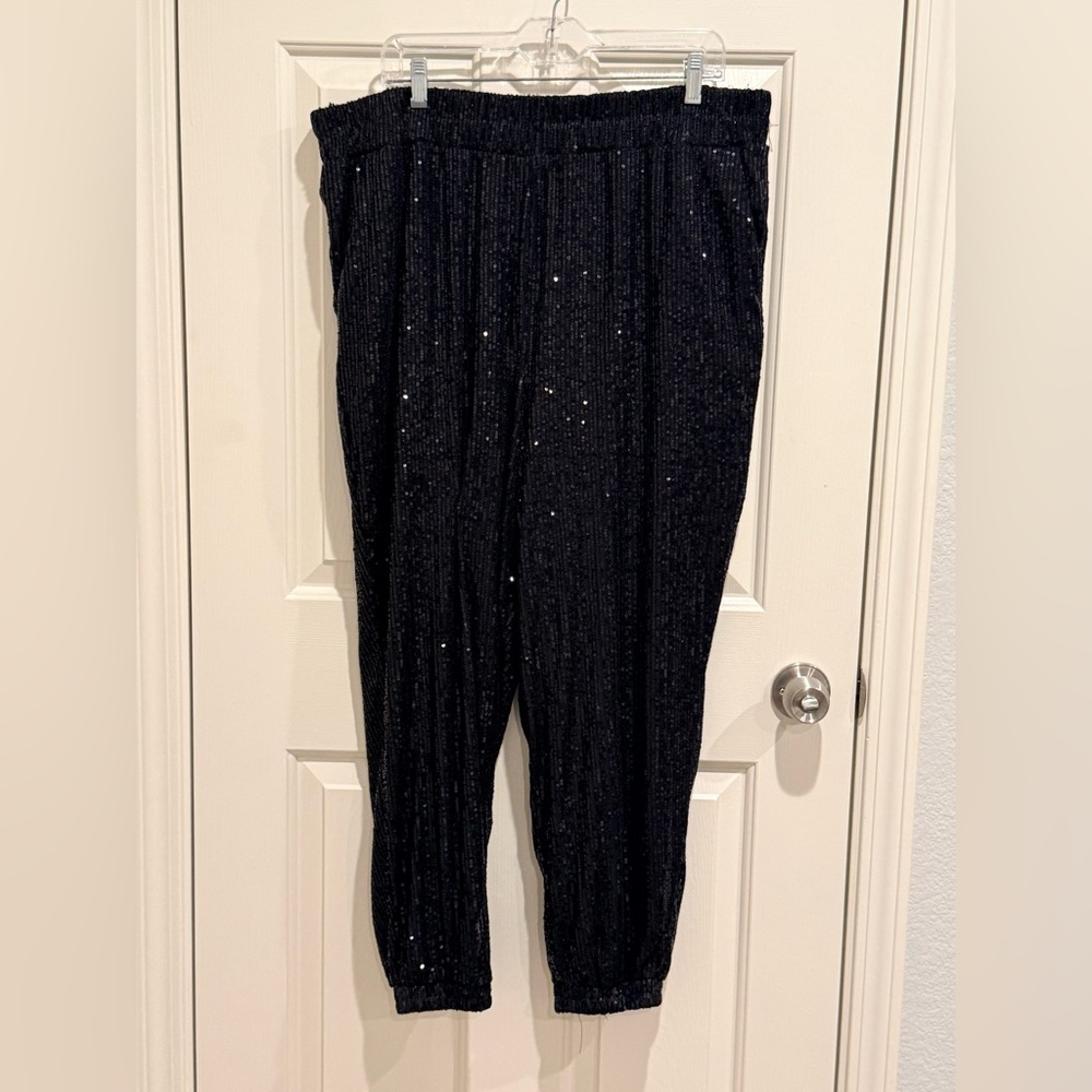Lane Bryant Black Sequin Joggers